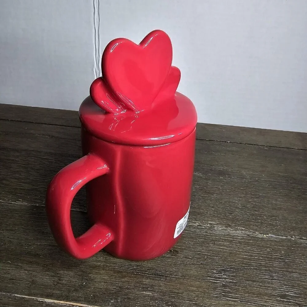 NWT Rae Dunn Artisan Better Together Valentine's Day Heart Topper Red Mug